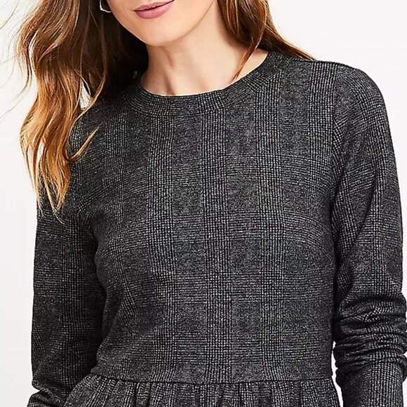 Loft Petite Button Back Plaid Swing Dress - Picture 3 of 8